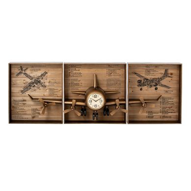 Horloge Murale Triptyque "dagny" 225cm Doré
