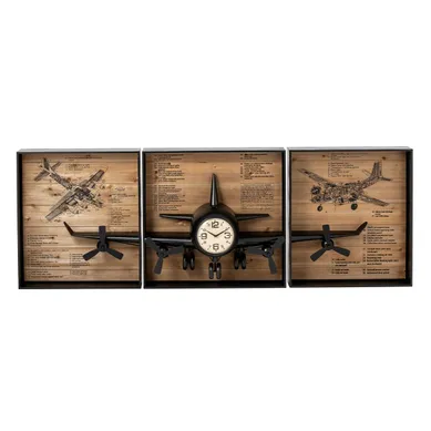 Horloge Murale Triptyque "dagny" 225cm Noir
