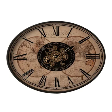 Horloge Murale Ovale Mappemonde "sofie" 64cm Beige