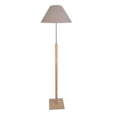 Lampadaire Bois Taupe H.150cm - Pieds Croisés, Abat-jour Empire