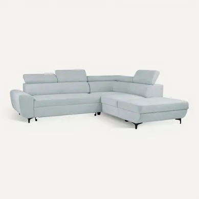 Canapé d'angle convertible droit SANTIAGO tissu gris vue 3/4
