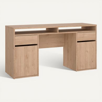 Bureau 2 portes et 2 tiroirs BEST MINISTRE imitation chêne clair vue 3/4
