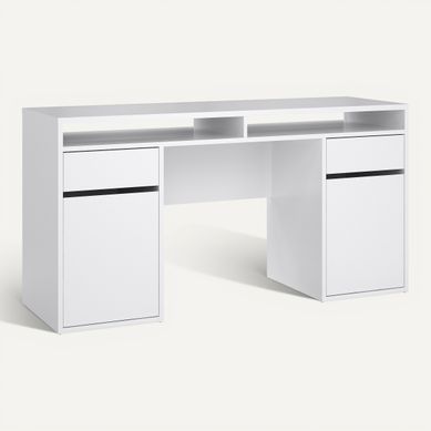 Bureau 2 portes et 2 tiroirs BEST MINISTRE Blanc laqué vue 3/4