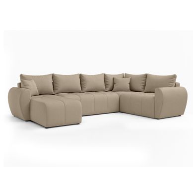Canapé D'angle XXL En Forme De U - Largeur 415 Cm, Profondeur 218 Cm - Tissu Crème Moderne - Assemblage Facile