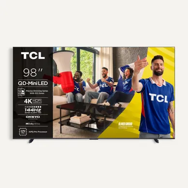 Téléviseur MiniLED 98'' 249 cm TCL 98C61K vue de face