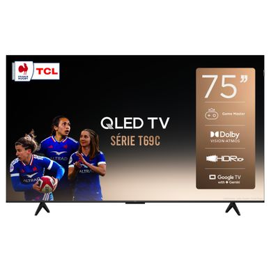 Téléviseur QLED 75'' 191 cm TCL 75T69C vue de face