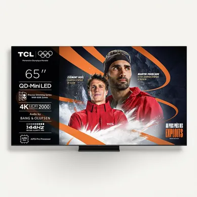 Téléviseur MiniLED 65'' 165 cm TCL 65MQLED80K vue de face
