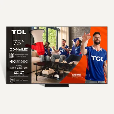 Téléviseur MiniLED 75'' 191 cm TCL 75MQLED80K vue de face