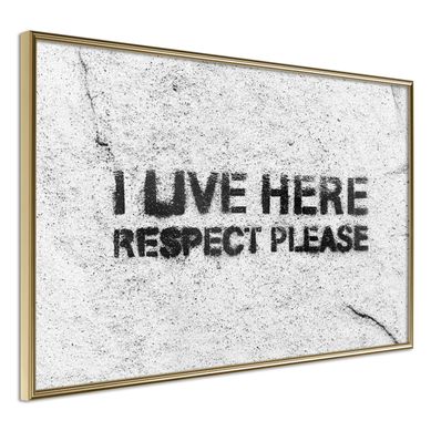 Affiche Murale Encadrée "respect" 30 X 20 Cm Doré