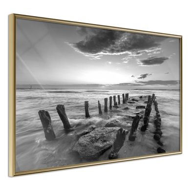 Affiche Murale Encadrée "old Breakwater" 90 X 60 Cm Doré
