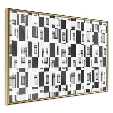 Affiche Murale Encadrée "modern Public Housing" 30 X 20 Cm Doré