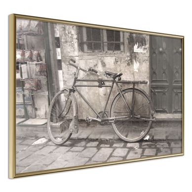 Affiche Murale Encadrée "old Bicycle" 30 X 20 Cm Doré