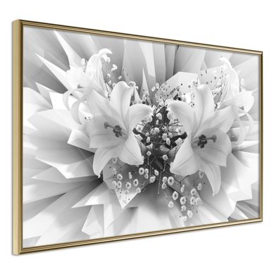 Affiche Murale Encadrée "crystal Lillies" 30 X 20 Cm Doré