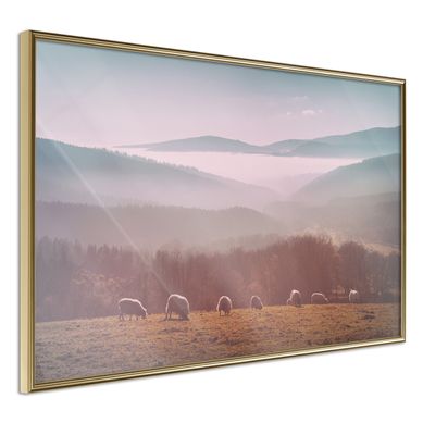 Affiche Murale Encadrée "mountain Pasture" 30 X 20 Cm Doré