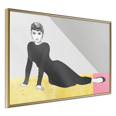 Affiche Murale Encadrée "elegant Audrey" 60 X 40 Cm Doré