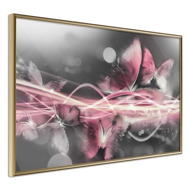 Affiche Murale Encadrée "moments Like Butterflies" 30 X 20 Cm Doré