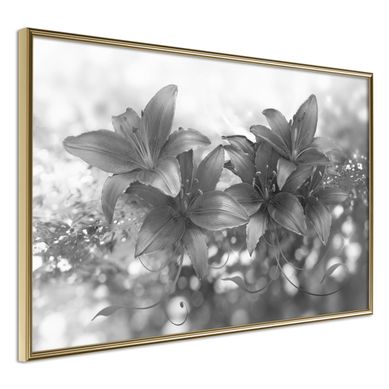 Affiche Murale Encadrée "dark Lillies" 30 X 20 Cm Doré