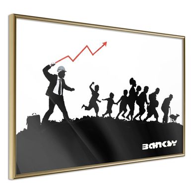 Affiche Murale Encadrée "banksy The Whip" 45 X 30 Cm Doré