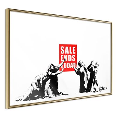 Affiche Murale Encadrée "banksy Sale Ends" 60 X 40 Cm Doré