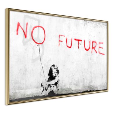 Affiche Murale Encadrée "banksy No Future" 90 X 60 Cm Doré