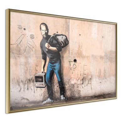 Affiche Murale Encadrée "banksy The Son" 30 X 20 Cm Doré
