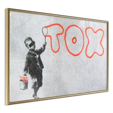 Affiche Murale Encadrée "banksy Tox" 30 X 20 Cm Doré