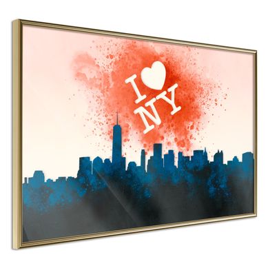Affiche Murale Encadrée "inscription Above The City" 30 X 20 Cm Doré