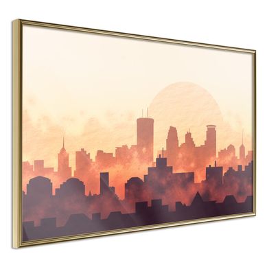 Affiche Murale Encadrée "melancholy Of Sunset" 30 X 20 Cm Doré