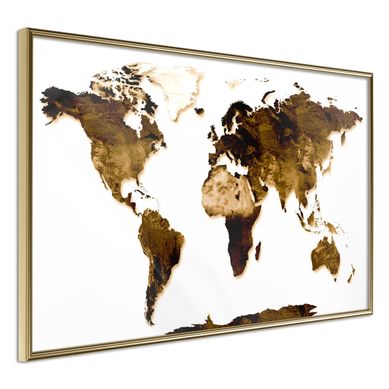 Affiche Murale Encadrée "our World" 30 X 20 Cm Doré