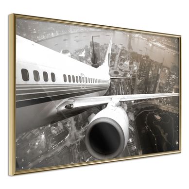 Affiche Murale Encadrée "plane Wing" 90 X 60 Cm Doré
