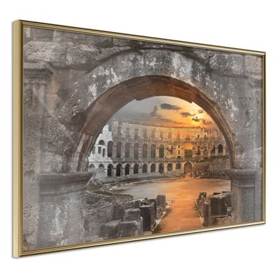 Affiche Murale Encadrée "sunset In The Ancient City" 90 X 60 Cm Doré