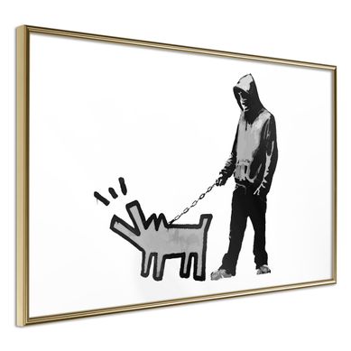 Affiche Murale Encadrée "banksy Choose Your Weapon" 45 X 30 Cm Doré