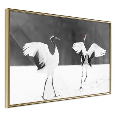 Affiche Murale Encadrée "bird Date" 45 X 30 Cm Doré