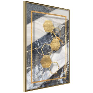 Affiche Murale Encadrée "marble Composition Iii" 30 X 42 Cm Doré