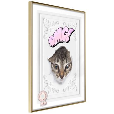 Affiche Murale Encadrée "peek-a-boo" 21 X 30 Cm Doré