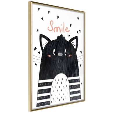 Affiche Murale Encadrée "cheerful Kitten" 40 X 60 Cm Doré