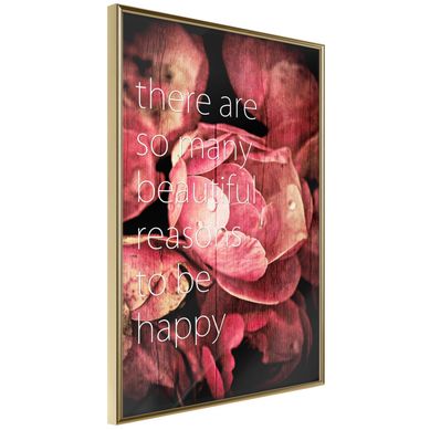 Affiche Murale Encadrée "many Reasons To Be Happy" 21 X 30 Cm Doré