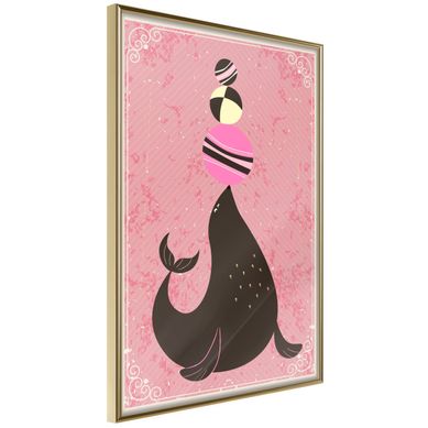 Affiche Murale Encadrée "circus Seal" 30 X 42 Cm Doré