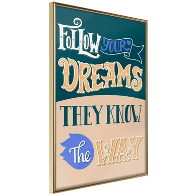 Affiche Murale Encadrée "dreams Know The Way" 30 X 42 Cm Doré