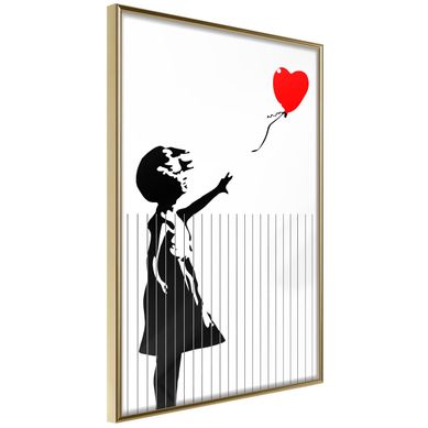 Affiche Murale Encadrée "banksy Love Is In The Bin" 40 X 60 Cm Doré