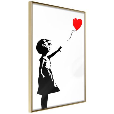 Affiche Murale Encadrée "banksy Girl With Balloon I" 21 X 30 Cm Doré