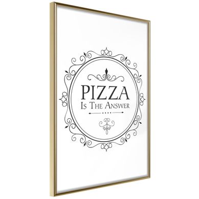 Affiche Murale Encadrée "pizza" 21 X 30 Cm Doré