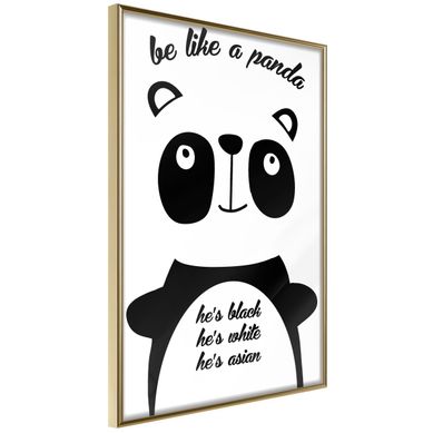Affiche Murale Encadrée "tolerant Panda" 21 X 30 Cm Doré