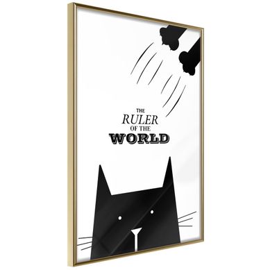 Affiche Murale Encadrée "bossy Cat" 30 X 42 Cm Doré