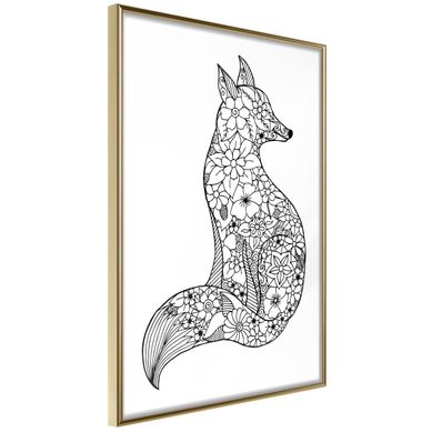 Affiche Murale Encadrée "openwork Fox" 40 X 60 Cm Doré