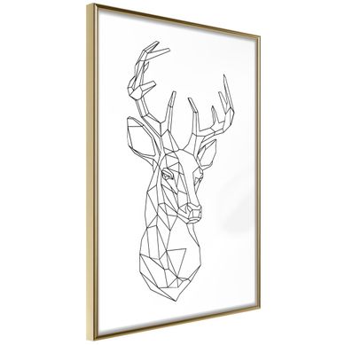 Affiche Murale Encadrée "minimalist Deer" 30 X 42 Cm Doré