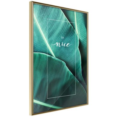 Affiche Murale Encadrée "banana Leaves With à Message Green" 40 X 60 Cm Doré