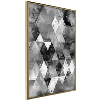 Affiche Murale Encadrée "abstract Diamonds" 30 X 42 Cm Doré