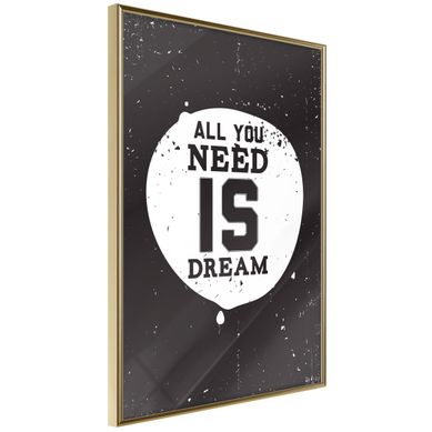 Affiche Murale Encadrée "all You Need" 30 X 42 Cm Doré