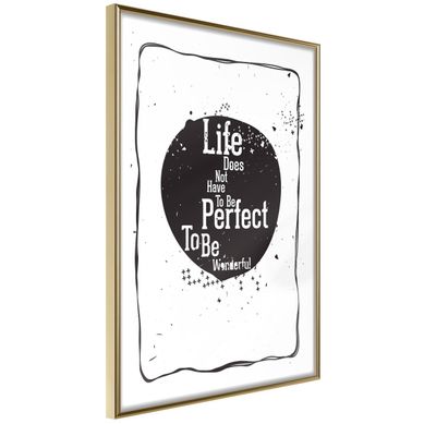 Affiche Murale Encadrée "life" 21 X 30 Cm Doré